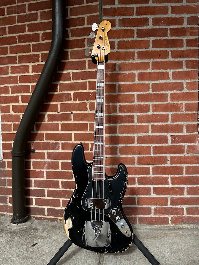 Fender Custom Shop 64 Custom Jazz Bass - Aged Black Heavy Relic